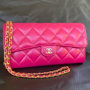 🎁Chanel  Classic flap Pink crossbody wallet